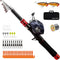 Telescopic Fishing Rod and Reel Combos, Carbon Fiber Fishing Rod with Stainless Steel Baitcasting Reel