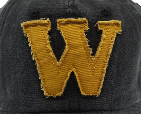 Vintage Denim Baseball Cap Trucker Hat with Embroidered W, Retro Frayed Edge Sunhat, 100% Cotton