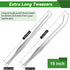 Long Tweezers for Aquarium 15 inch - 2 Pcs Stainless Steel Reptile Feeding Tongs, Curved and Straight Design