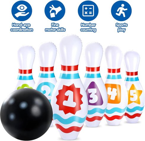 Set JOYIN Giant Inflatable Bowling for Kids and Adults, Christmas Birthday Party Games, Kids Education Motor Skills