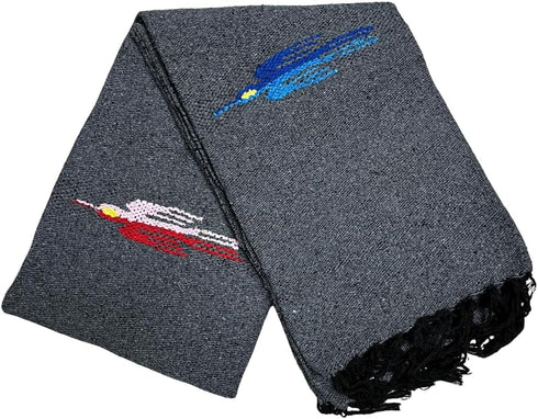 Thunderbird Heavyweight Yoga Blanket or Throw - Charcoal (Dark Grey/Black), Made for Yoga!