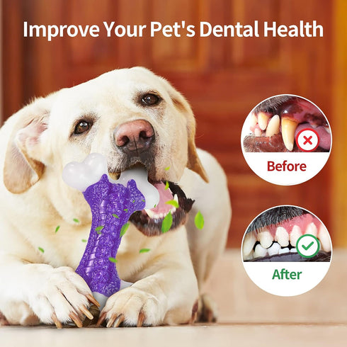 Tough Dog Chew Toys for Large Medium Breeds, Indestructible Bone Toy, Natural Nylon Heavy Duty Teething Training