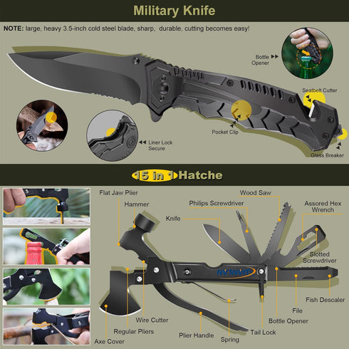 XUANLAN Emergency Survival Kit with Survival Gear Tool, Bracelet, Fire Starter, Whistle, and More