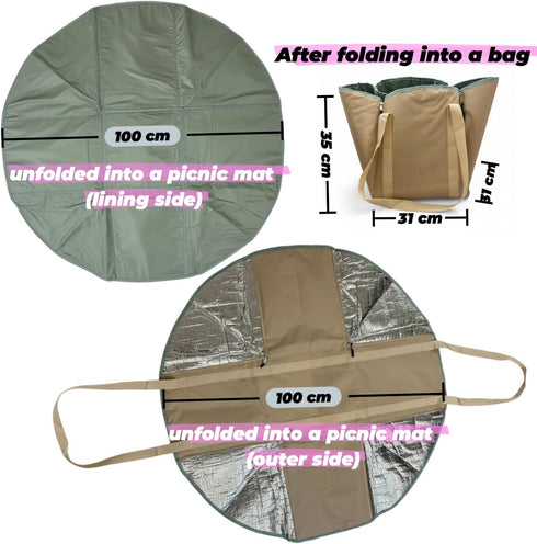 Generic 2-in-1 (30L Imaginovelty Picnic Blanket & Tote Bag - Large Waterproof Outdoor Beach Mat Capacity), Sandproof