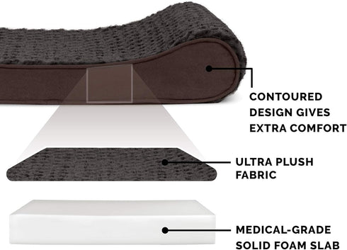 Furhaven Orthopedic Dog Bed for Medium/Small Dogs, Removable Washable Cover, Ultra Plush Faux Fur & Suede Luxe Lounger