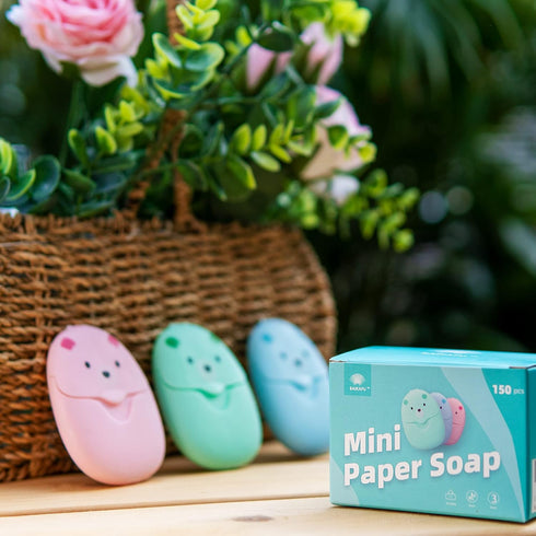 3 (150 BAIKAFU Boxes sheets) Soap Paper Sheets Portable Disposable Travel Scented Bath Slice Sheet Foaming Paper Soap