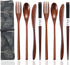Reusable Wooden Utensils for Eating, 8 Pcs Travel Cutlery Set with Case for Lunch