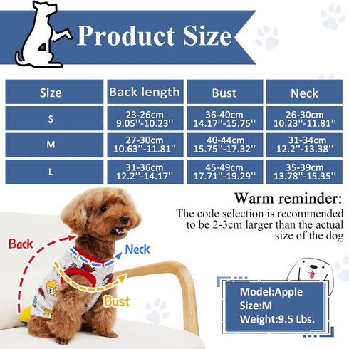 Geyoga 6-Piece Cute Printed Dog Shirts, Cotton Pet Sweatshirts for Dogs (M)