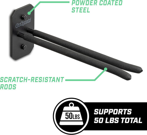 GoSports Wall Mounted Ski and Snowboard Storage Rack for 2 or 8 Ski Sizes