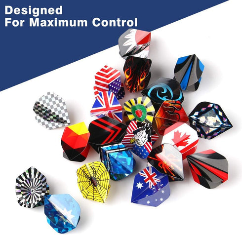 Tezoro Standard Dart Flights, 30 Sets, 90 Pcs, Durable Replacement Accessories, Rich Designs