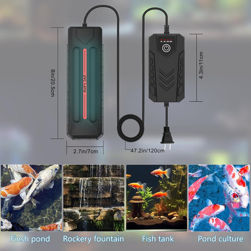 UV Aquarium Clean Light with Timer, Algae Removal LED Light for Pond Tank and Aquarium