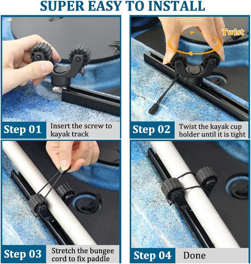 Kayak Paddle Holder, Fishing Net and Poles Holder, Track Mount Accessories for Fishing Kayak, Canoe, Paddle Board