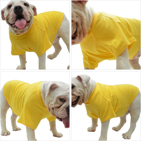 Lovelonglong Dog Costumes, Basic Blank T-Shirt Tee for Medium Large Dogs, Yellow, XXL+