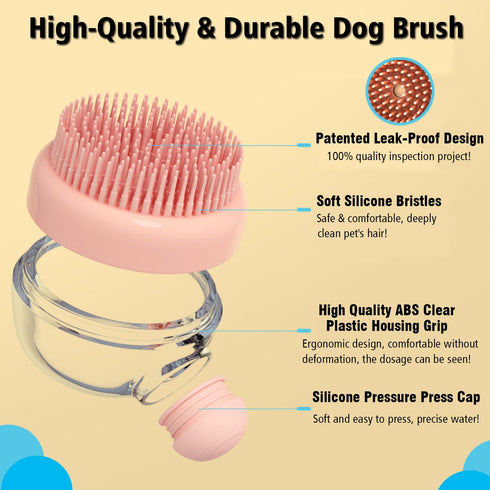 Dog Bath Scrubber Brush, 2 PCS Grooming Massage Shampoo Brush with Soap Dispenser for Dogs and Cats