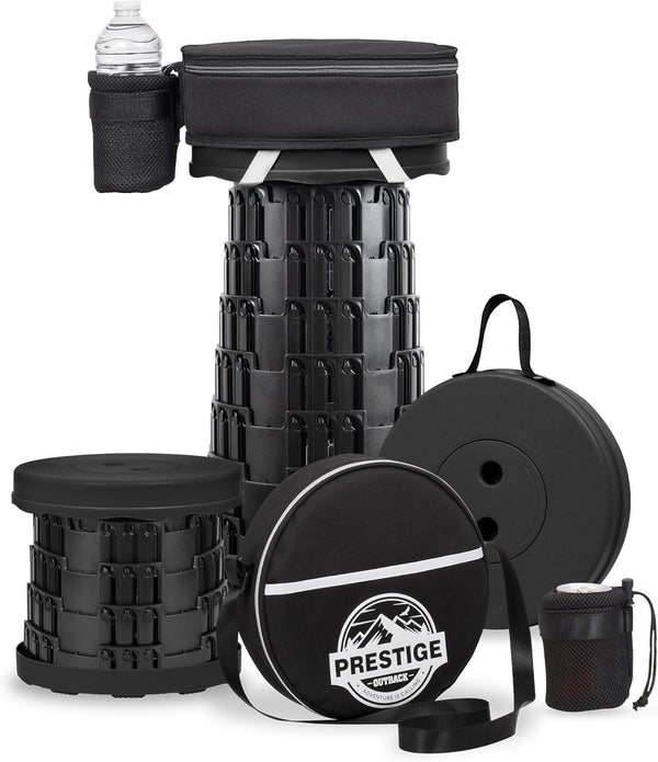 2025 Upgraded Collapsible Stool & 3-in-1 Cushioned Carry Bag, Adjustable Height Folding