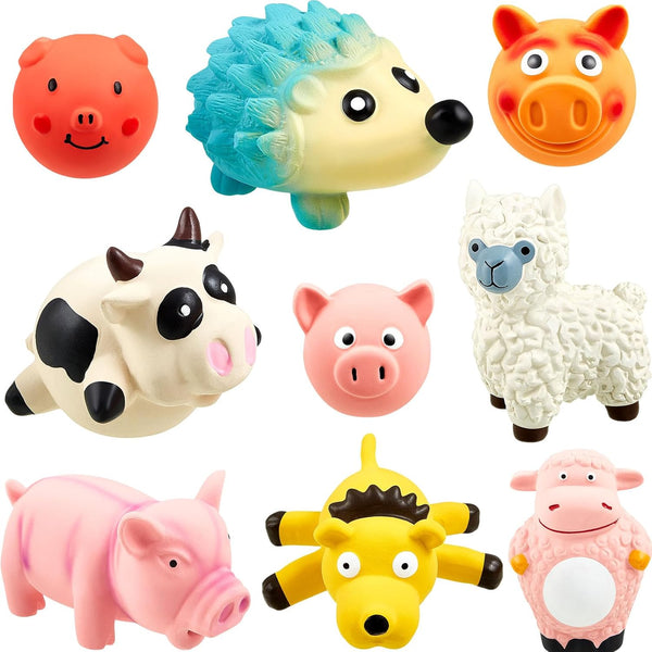 Liliful 9 Pcs Squeak Latex Dog Toys - Soft Rubber Chew Toy Grunting Pig Dog Toy for Small Puppy and Medium Pets