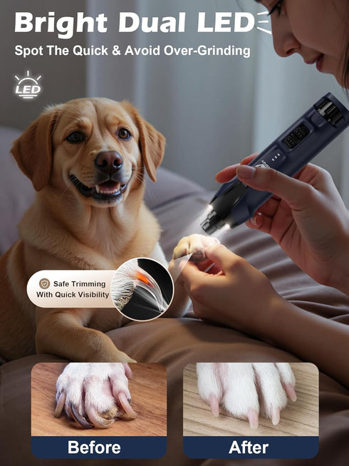 6-Speed 50%+ Trimmers 2 2000mAh 4.8V Casfuy Dog Nail Grinder Boost Power Dog Nail Quiet with Dust Cap & LED Lights