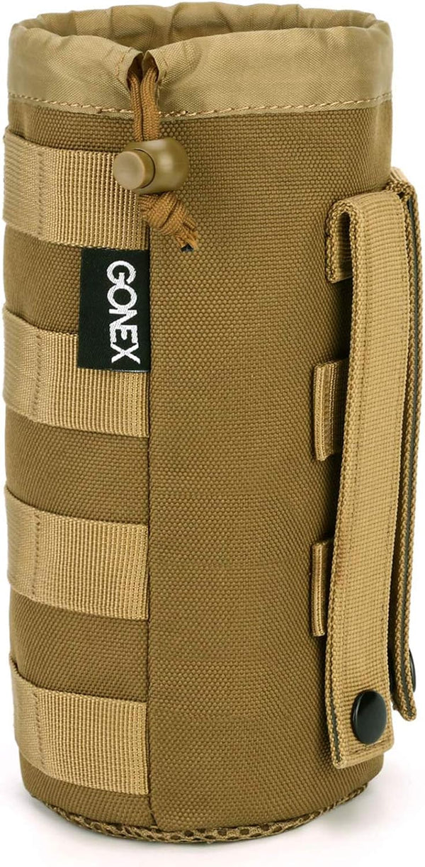 Gonex Tactical MOLLE Water Bottle Pouch, Drawstring Open Top & Mesh Bottom Hydration Carrier