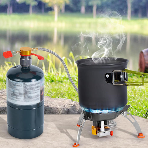 WADEO 7200W Windproof Camping Stove: Portable Gas Stove with Piezo Ignition, Carry Case for Outdoor Hiking