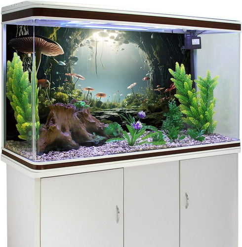 AWERT 36x18 inches Foggy Stone Background for Aquarium with Mushroom Moss and Green Plants