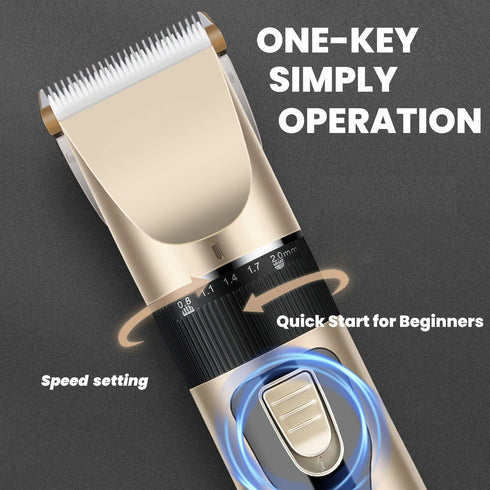 Dog Grooming Kit, Low Noise Professional Clippers, Rechargeable Cordless Pet Hair Trimmer Tools for Dogs & Cats