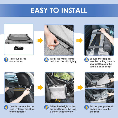 SlowTon Dog Booster Car Seat - Reinforced Safe Pet Car Seat with Waterproof Pee Pad and Portable Collapsible Carrier
