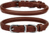 BRONZEDOG Rolled Leather Dog Collar with QR ID Tag for Small, Medium, Large Dogs (XS: 9-11 Inch, Chocolate Brown)