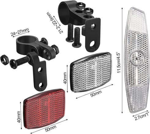 Maitys 6 PCS Bike Front and Rear Reflectors Kit, Safety Warning Reflectors for Handlebar and Night Cycling