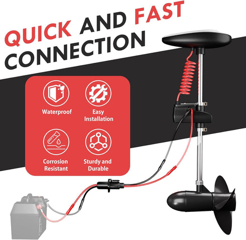 Trolling Motor Plug, 12V 24V 8 Gauge 2 Wire Receptacle Compatible with Minn Kota, Quick Connect Socket
