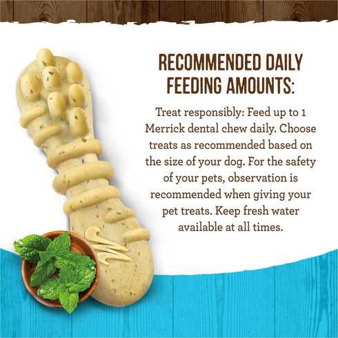 Merrick Fresh Kisses Natural Dental Chews Toothbrush Treats for Tiny Dogs 5-15 Lbs - 106 ct. Box