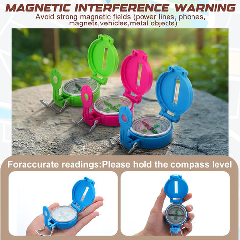 6 Pack Backpacking Sabary Multi-Color Mini Lensatic Compass with Lanyard Orienteering Navigation Compasses Hiking