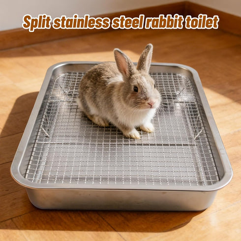 Box,304 Rabbit Litter Box Stainless Steel Gird Rabbit Litter Stainless Steel Sifting Tray with &Non-Slip Feet