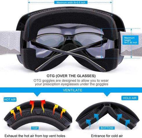 Supertrip Professional Ski Goggles for Men and Women, Anti-Fog Double Lens
