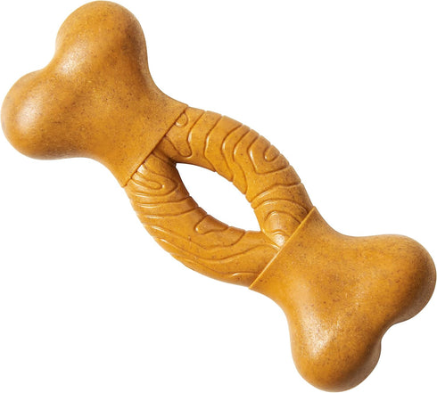 SPOT Bam-Bones Curved Bone, Strong Bamboo Fiber Chew Toy for Light to Moderate Chewers, 6in Peanut Butter Flavor