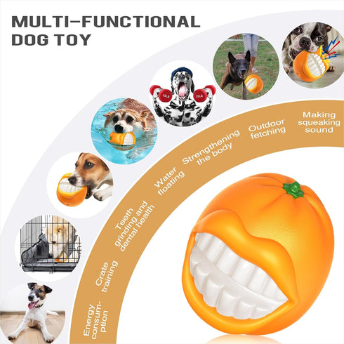 Dog Squeak Chew Toys Tough Ball for Medium/Large Aggressive Chewers, Indestructible Training Fetch Toy