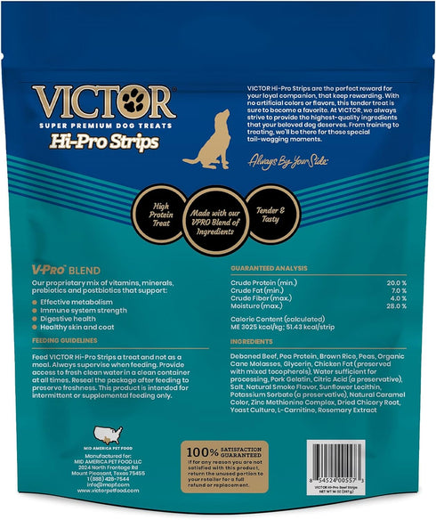 Immune 14 oz VICTOR Super Premium Dog Treats Classic Hi-Pro Savory Strips with Real Beef Supports System, Digestive