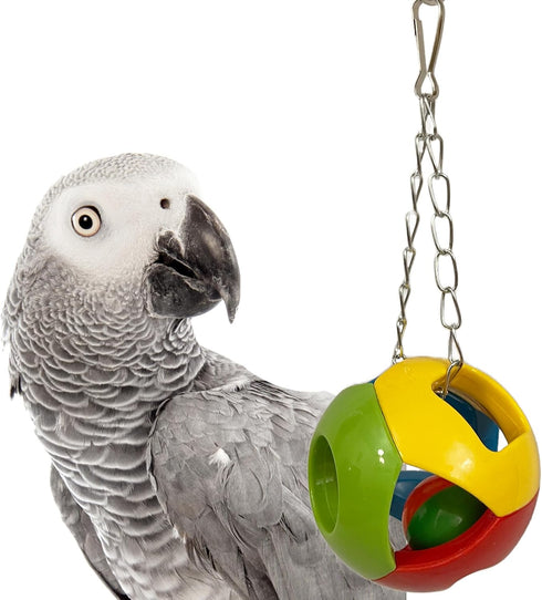 Parrot Ball Toy with Bell – Interactive Puzzle Bird Bell Toy, Cage Hanging Accessories for Medium to Large Birds, Set