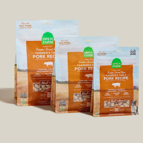 95% 13.5oz Open Farm, Freeze Dried Raw Dog Food, Morsels with Meat, Organs & Bone, Organic Produce & Superfoods