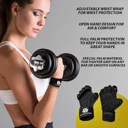 Fit Active Sports New Ventilated Weight Lifting Workout Gloves with Built-in Wrist Wraps for Men and Women - Great