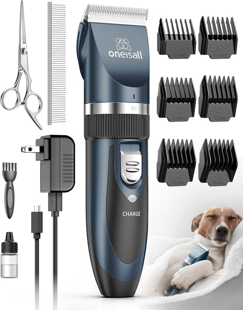 oneisall Dog Shaver Clippers, Low Noise Rechargeable Cordless Electric Hair Clippers Set for Dogs and Cats