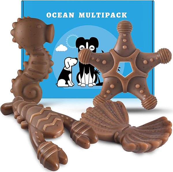 Dog Chew Toys for Aggressive Chewers, 4 Pack Indestructible Toys with Tough Nylon for All Breed Sizes