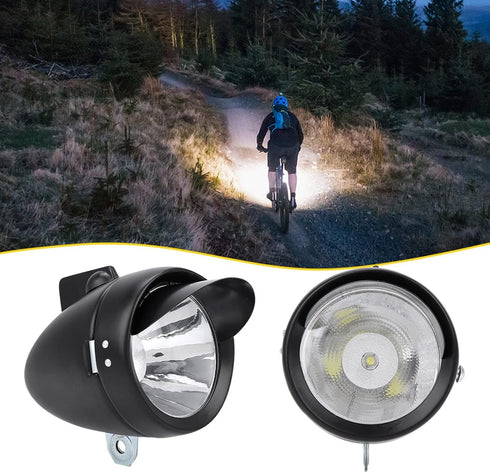 Vintage Bike Headlight, Bicycle Front Light for Night Riding, Lightweight LED Bike Light with Visor and Mounting