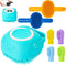 Ponpon 3PCS Dog Bath Brush with 4Pcs Dog Toothbrush, Adjustable Ring Handle Dog Shampoo Brush for Bathing