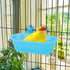Hypeety Bird Bath with Mirror, Portable Bird Bathroom for Pet Parrots, Bathing Tub Accessories (Blue-Bird Bathtub)