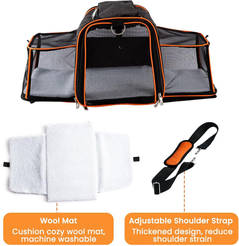 Expandable Pet Carrier, 18"x11"x11" - TSA Airline Approved Soft Sided Cat and Dog Carrier