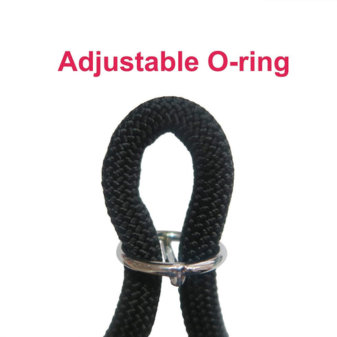 Braided Rope Pro Training Dog Collar, No Pull Round Martingale Slip Collar for Large Dogs (L(1/2") - 22" Long, Black)