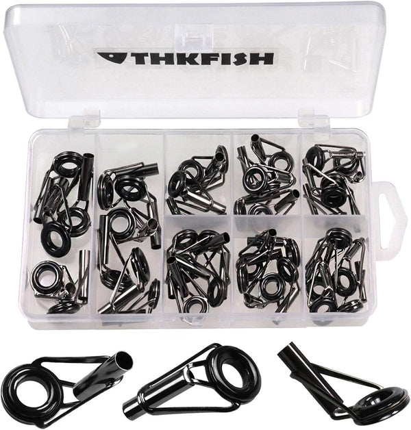 THKFISH Heavy Duty Saltwater Rod Tip Repair Kit, Stainless Steel Ceramics Fishing Rod Replacement Tips, 30pcs/40pcs