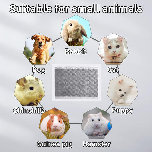 Pads,100 Chinchillas PINVNBY Rabbit Pee Pieces Disposable Cage Liners Black Carbon Super Absorbent Odor-Control,Bunny
