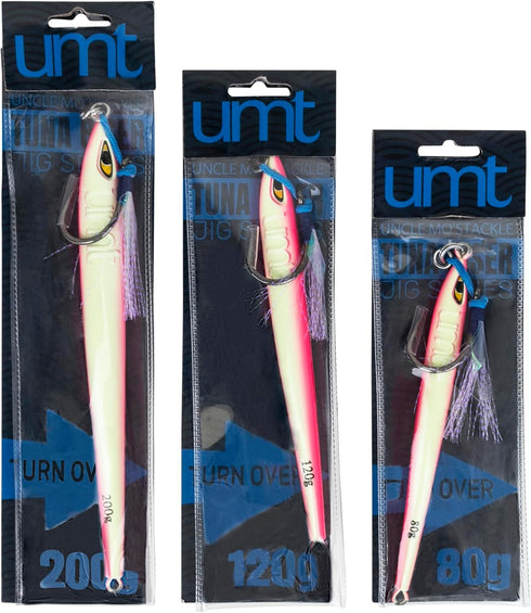80g 1, 5, 10 Packs Tuna Riser jigs Green/White, Pink Glow