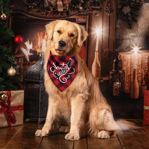 JPB Christmas Dog Bandana Pack of 4 Classic Buffalo Plaid Pets Scarf Triangle Bibs Kerchief Set